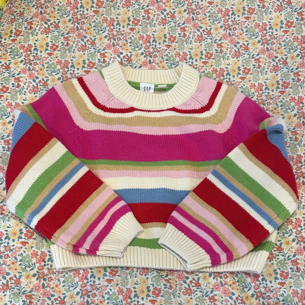 GAP Kid’s Colorful Striped Crew Neck Sweater